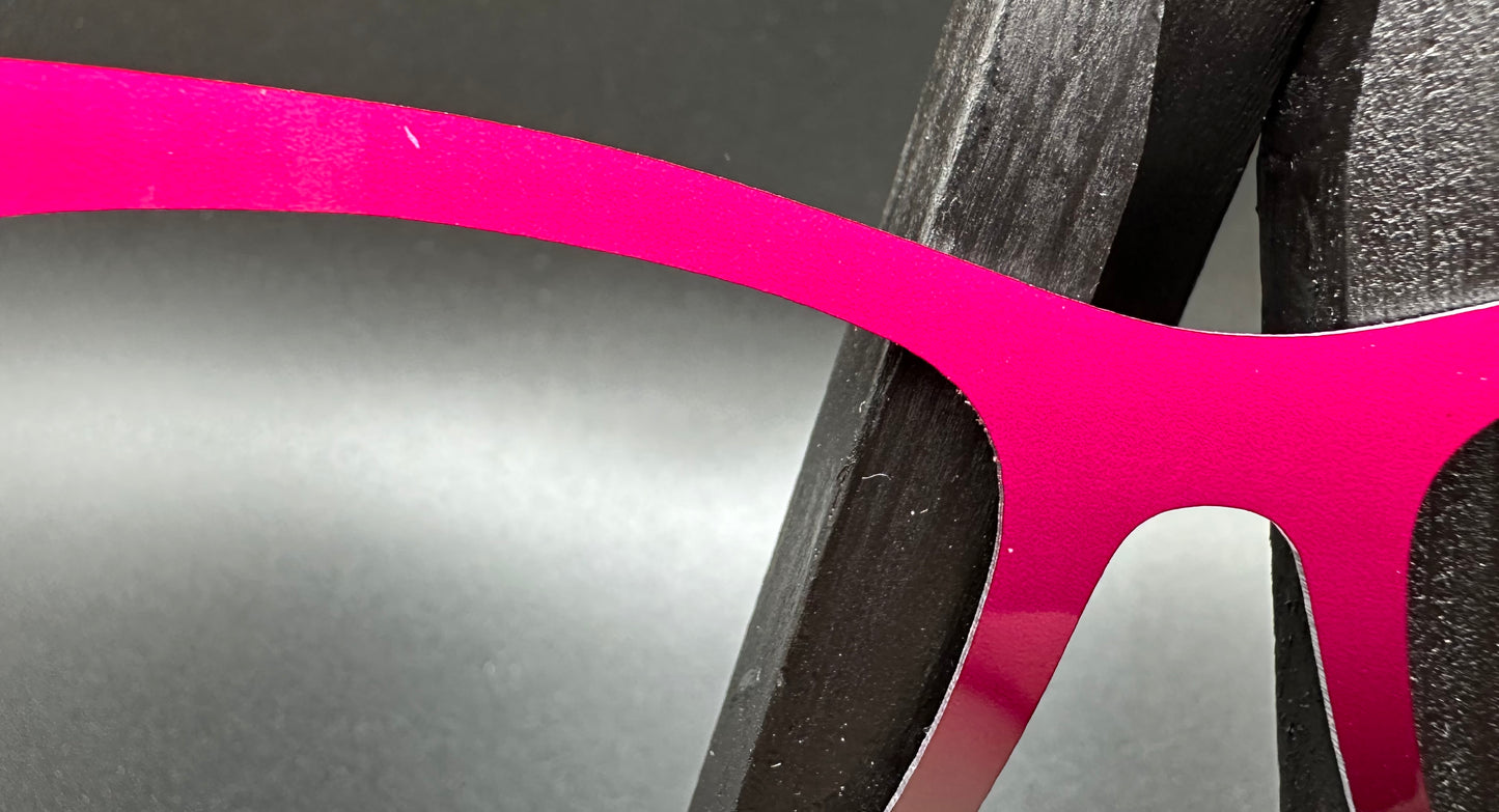 READY TO SHIP CLEARANCE Haley HOT PINK TO BLACK GRADIENT ON GLOSS WHITE Eyewear Frame Toppers Comes with Magnets