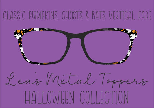 CLASSIC PUMPKINS, GHOSTS AND BATS VERTICAL FADE Eyewear Frame Toppers COMES WITH MAGNETS