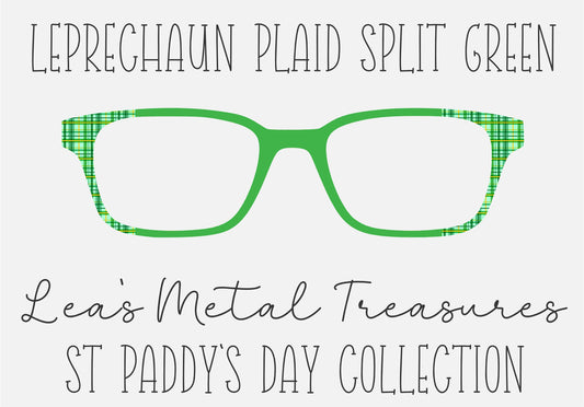 LEPRECAHN PLAID SPLIT GREEN Eyewear Frame Toppers COMES WITH MAGNETS