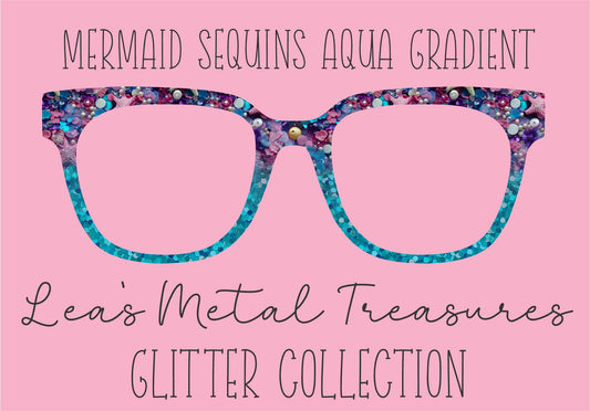 MERMAID SEQUINS AQUA GRADIENT Eyewear Frame Toppers COMES WITH MAGNETS