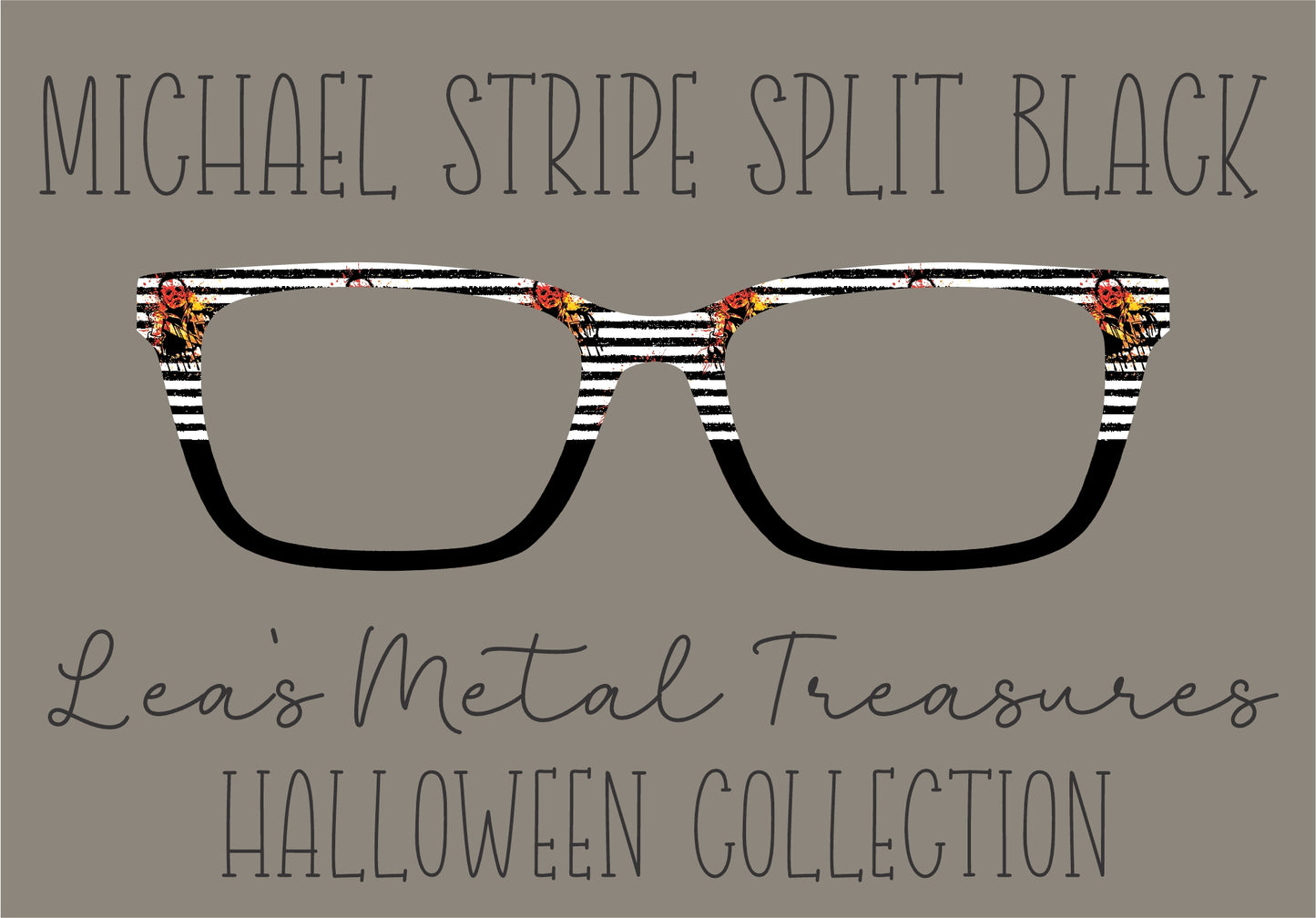 MICHAEL STRIPE SPLIT BLACK Eyewear Frame Toppers COMES WITH MAGNETS