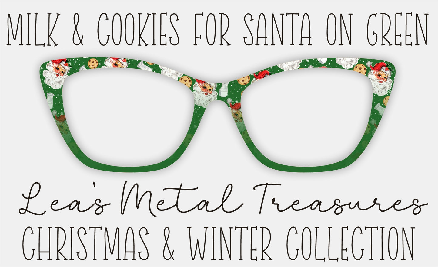 Milk and Cookies for Santa on Green Eyewear Frame Toppers
