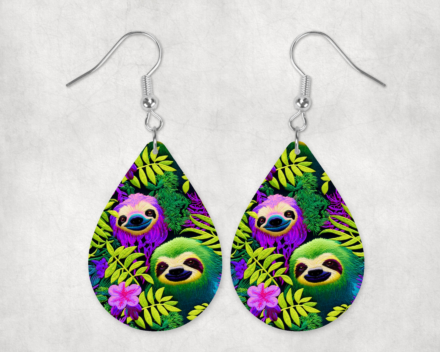 READY TO SHIP JUNE 2025 • Neon Sloth Embroidery Eyewear Frame Toppers