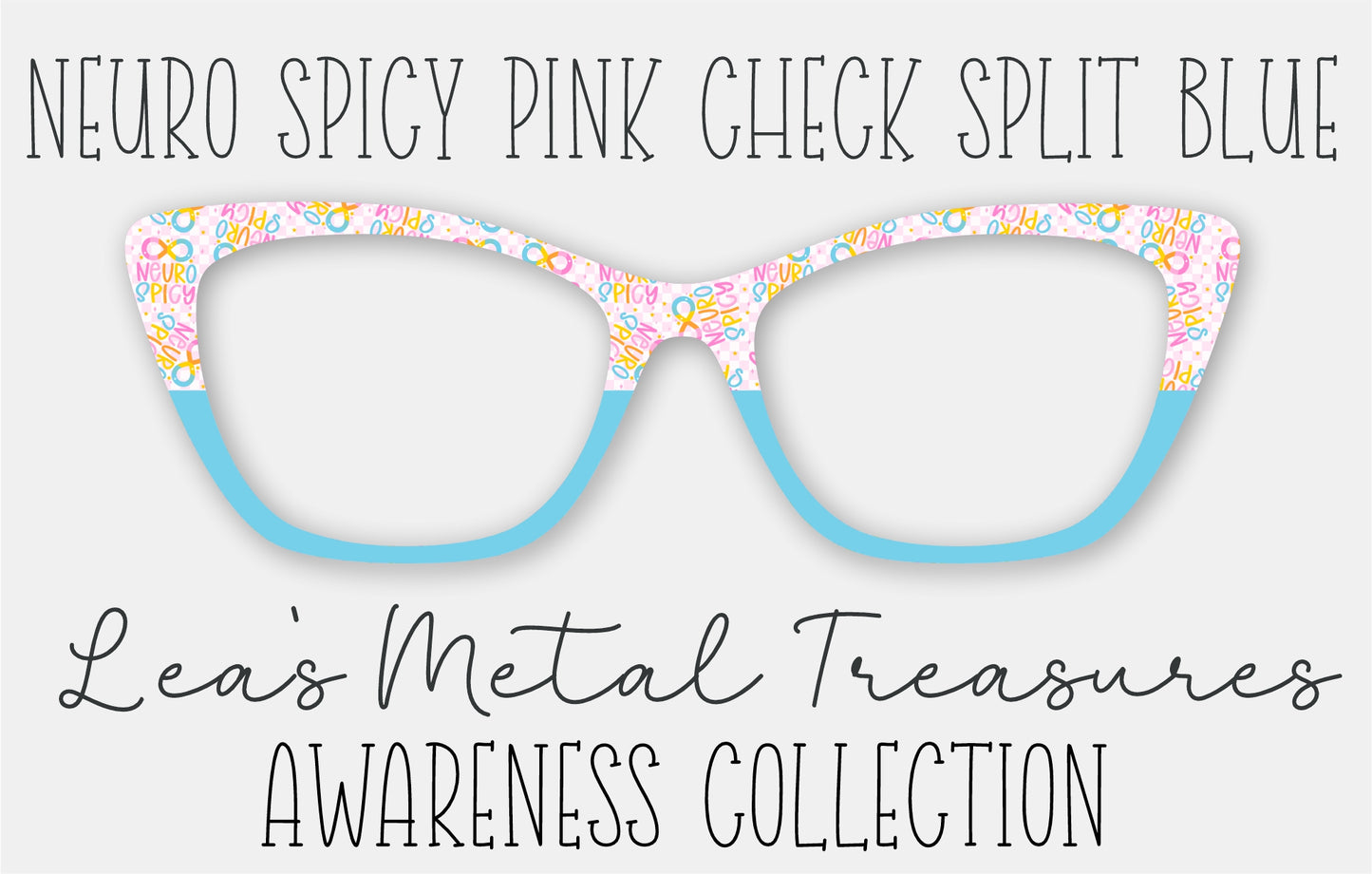 Neuro Spicy Pink Check Split Blue Eyewear Frame Toppers
