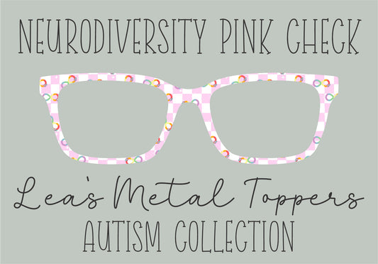 NEURODIVERSITY PINK CHECK Eyewear Frame Toppers COMES WITH MAGNETS