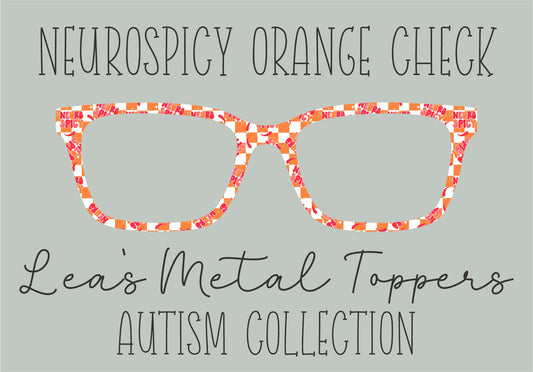 NEUROSPICY ORANGE CHECK Eyewear Frame Toppers COMES WITH MAGNETS