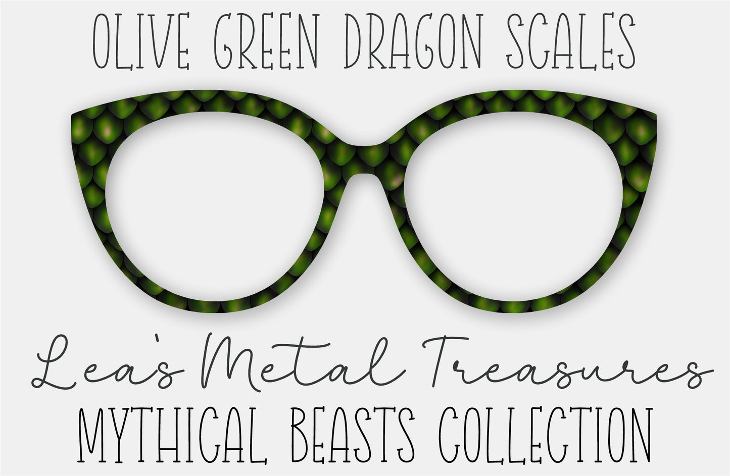 Olive Green Dragon Scales Eyewear Frame Toppers COMES WITH MAGNETS
