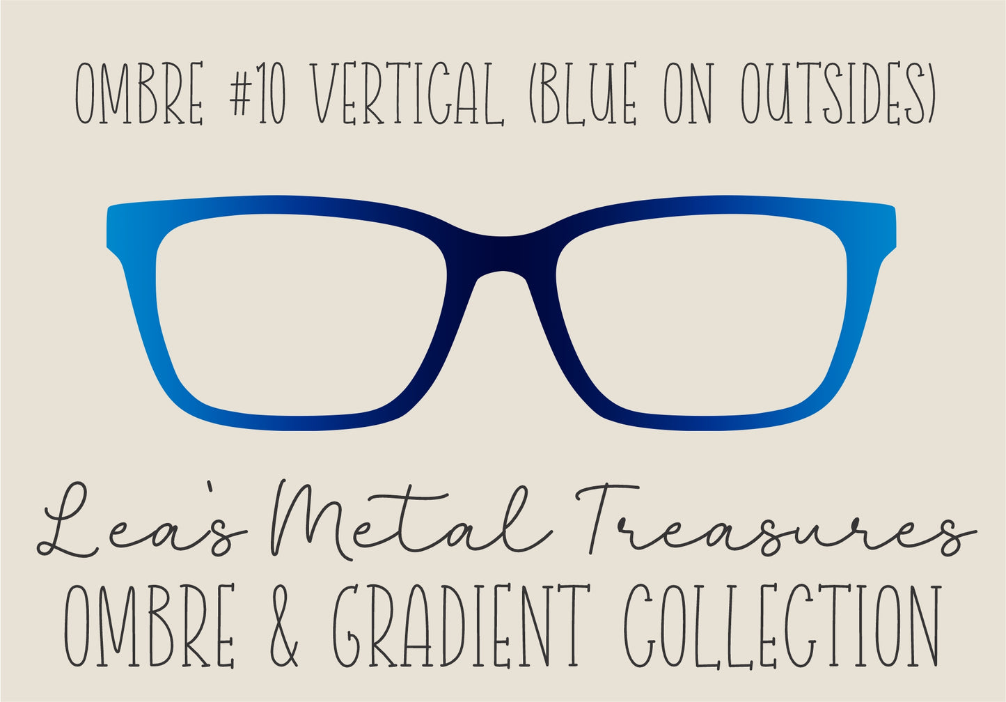 OMBRE 10 VERTICAL BLUE ON OUTSIDES Eyewear Toppers COMES WITH MAGNETS