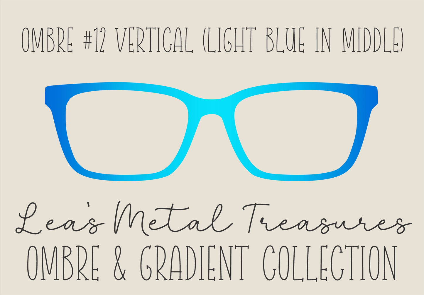 OMBRE 12 VERTICAL LIGHT BLUE IN MIDDLE Eyewear Toppers COMES WITH MAGNETS