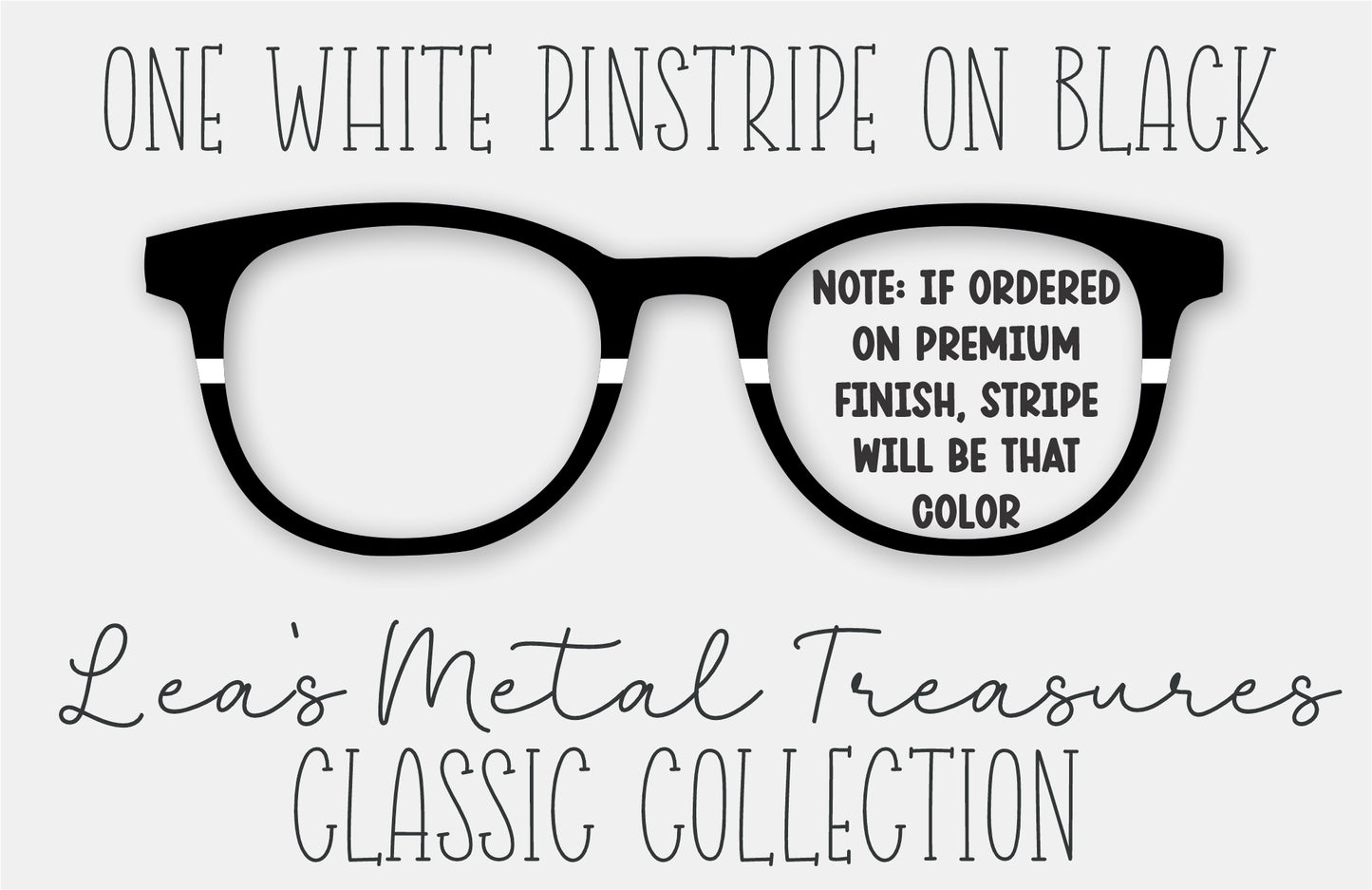 One White Pinstripe on Black Eyewear Frame Toppers