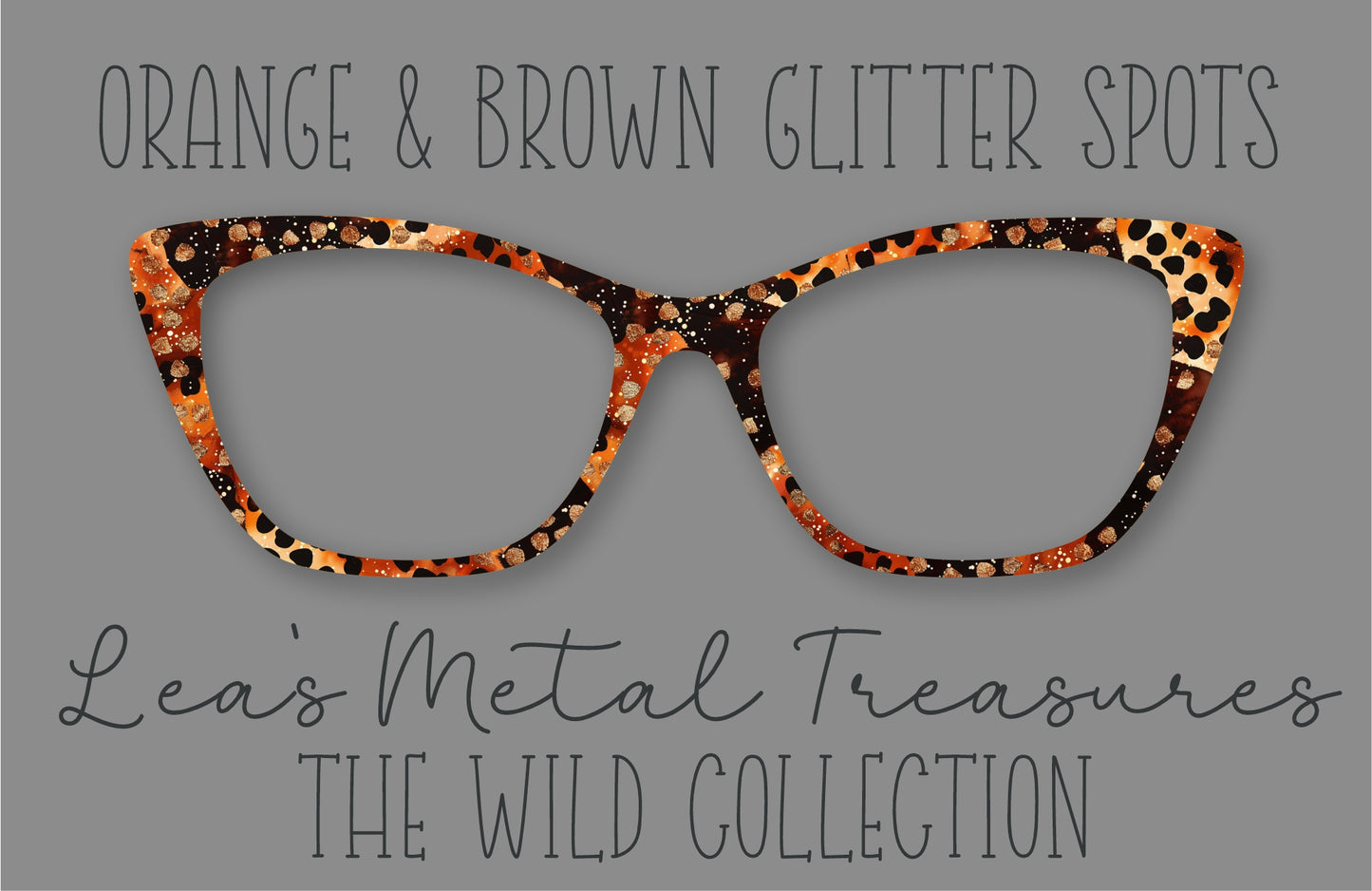 Orange and Brown Glitter Spots Eyewear Frame Toppers COMES WITH MAGNETS