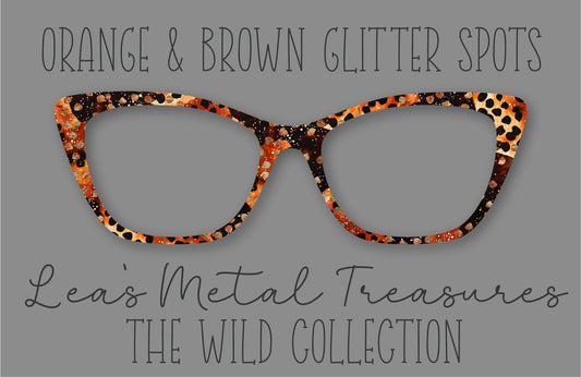 Orange and Brown Glitter Spots Eyewear Frame Toppers COMES WITH MAGNETS