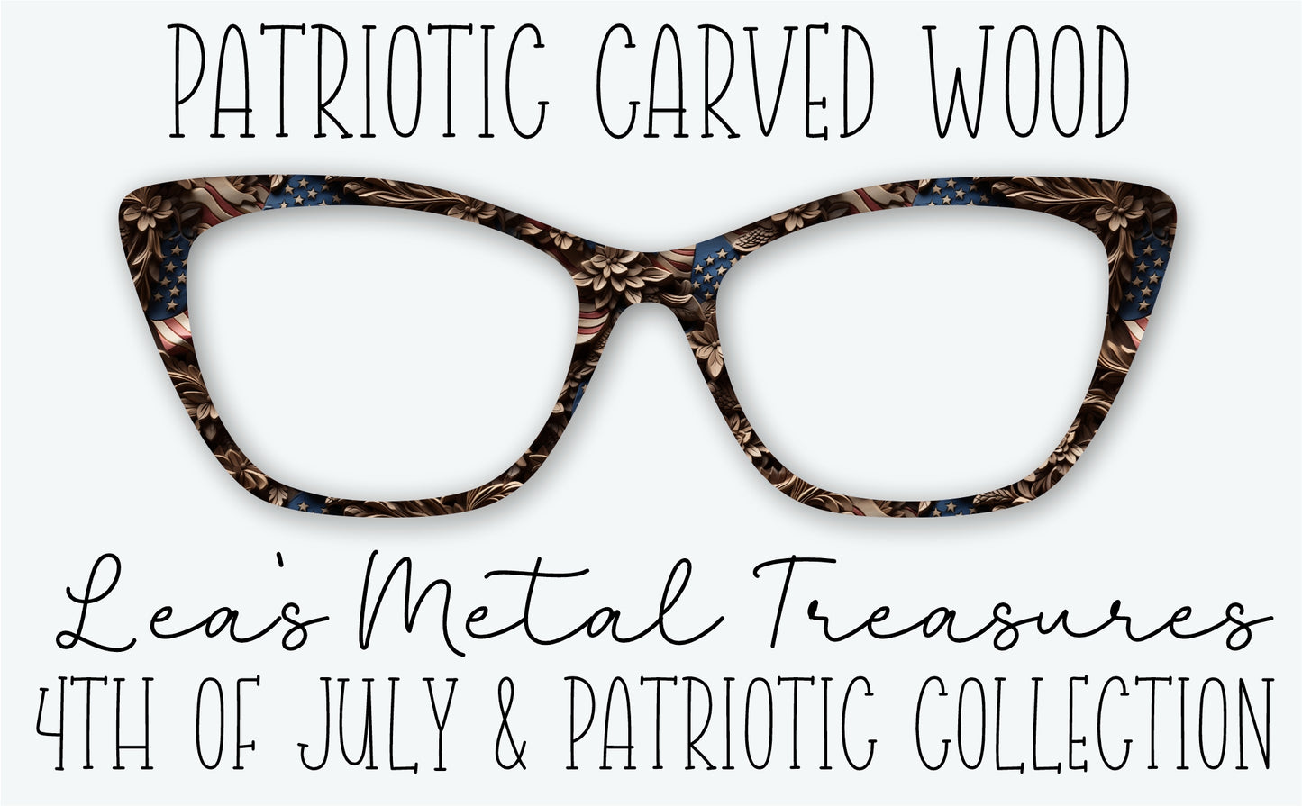 Patriotic Carved Wood Eyewear Frame Toppers COMES WITH MAGNETS