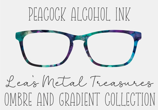 PEACOCK ALCOHOL INK Eyewear Frame Toppers COMES WITH MAGNETS