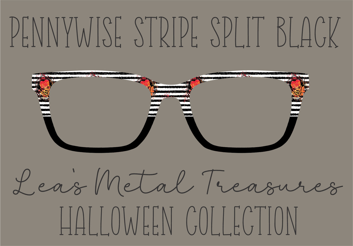 PENNYWISE STRIPE SPLIT BLACK Eyewear Frame Toppers COMES WITH MAGNETS