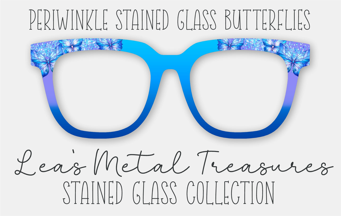 Periwinkle Stained Glass Butterflies Eyewear Frame Toppers