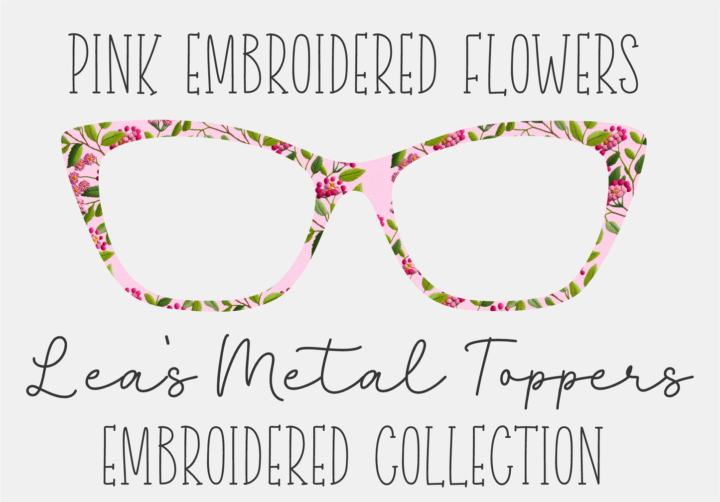 PINK EMBROIDERED FLOWERS Eyewear Frame Toppers