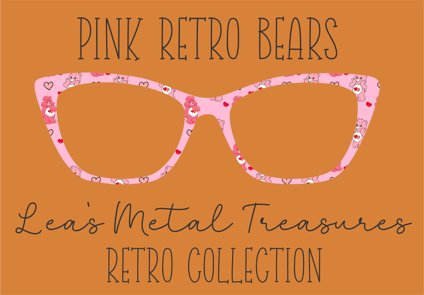 PINK RETRO BEARS Eyewear Frame Toppers COMES WITH MAGNETS