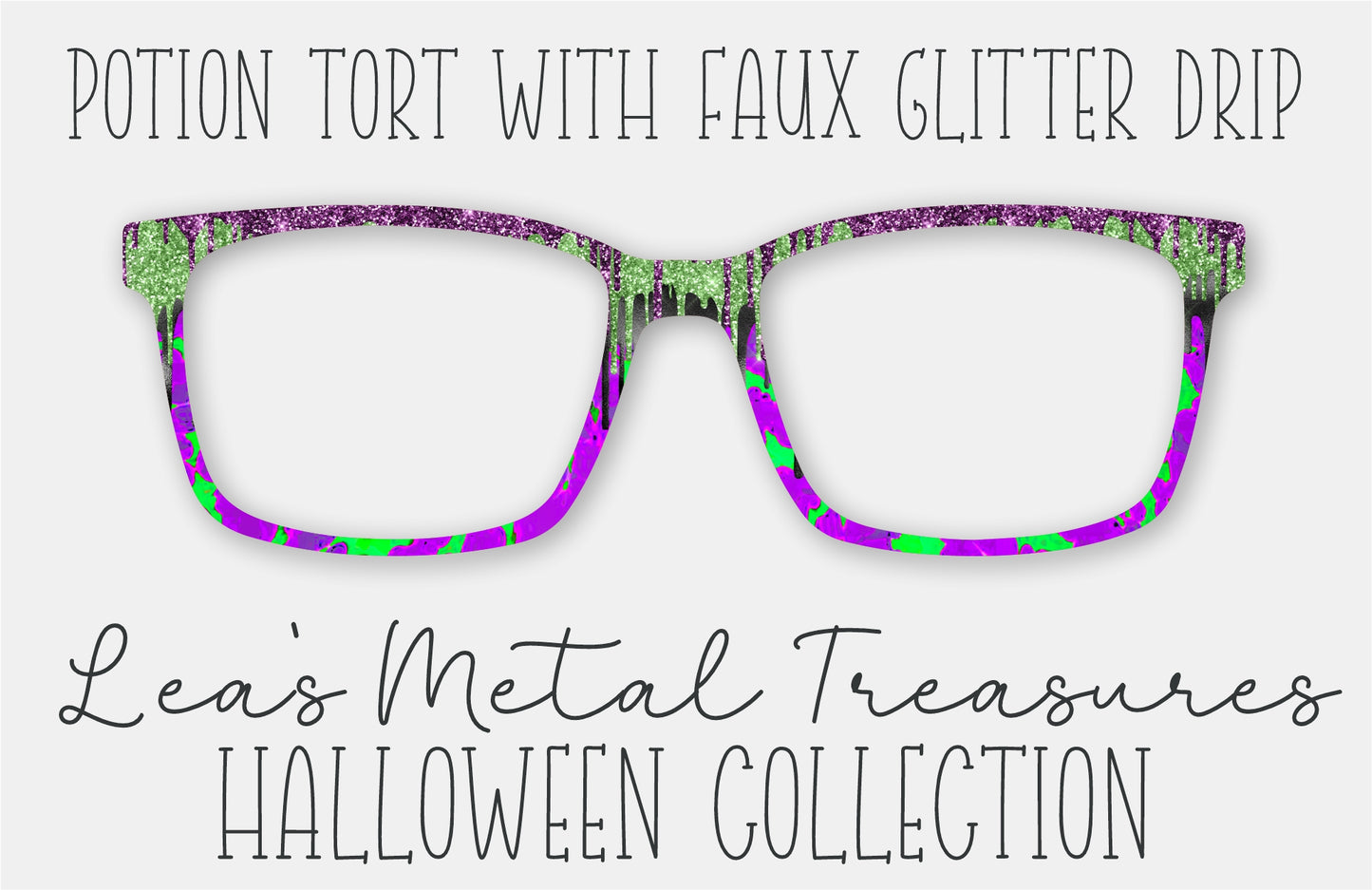 Potion Tort with Faux Glitter Drip Eyewear Frame Toppers