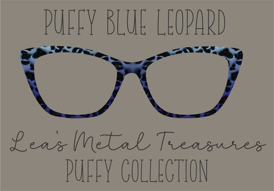PUFFY BLUE LEOPARD Eyewear Frame Toppers COMES WITH MAGNETS