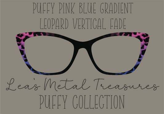PUFFY PINK BLUE GRADIENT LEOPARD VERTICAL FADE Eyewear Frame Toppers COMES WITH MAGNETS
