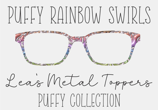 PUFFY RAINBOW SWIRLS Eyewear Frame Toppers COMES WITH MAGNETS