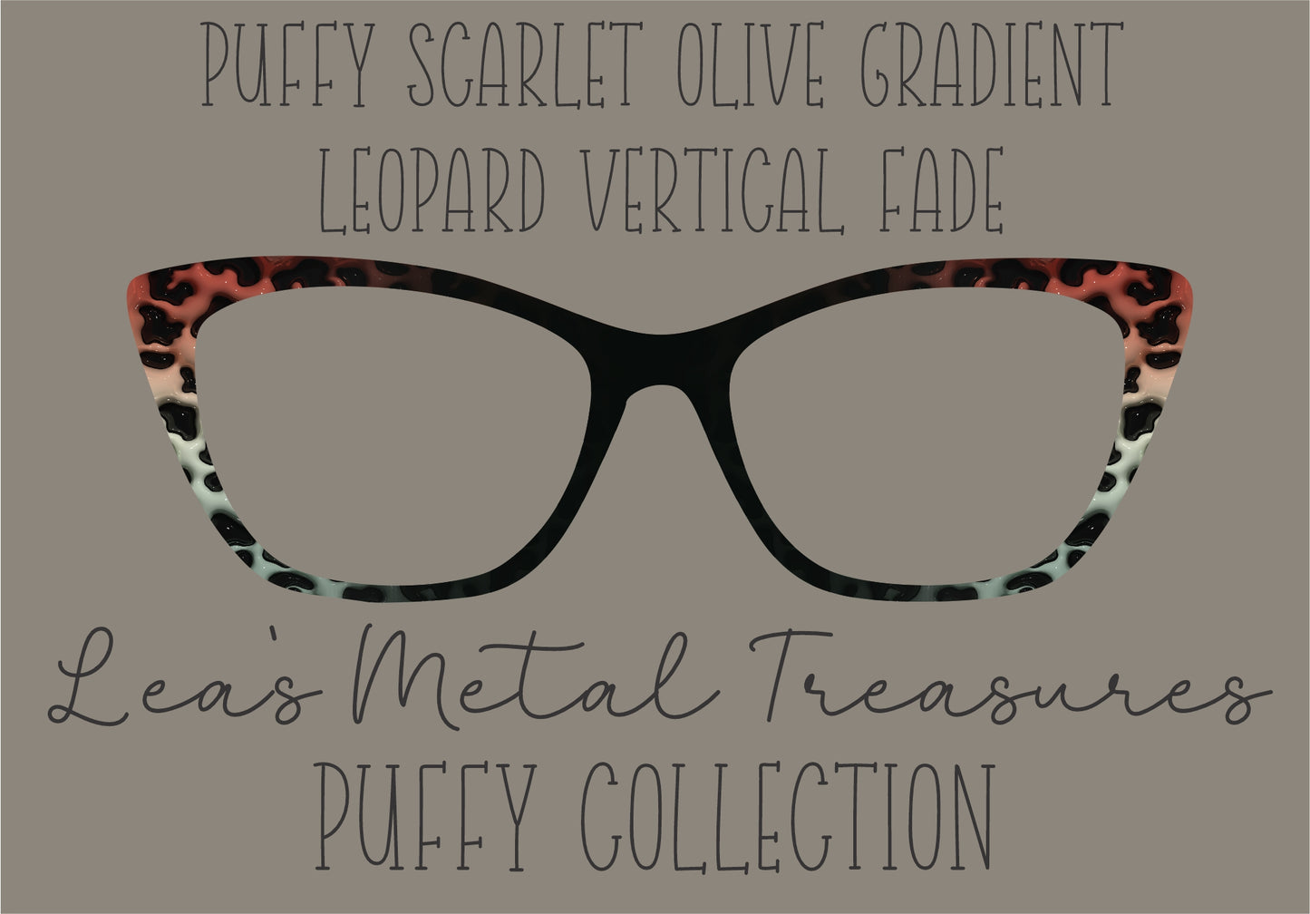PUFFY SCARLET OLIVE GRADIENT VERTICAL FADE Eyewear Frame Toppers COMES WITH MAGNETS