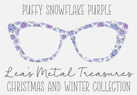 PUFFY SNOWFLAKE PURPLE Eyewear Frame Toppers COMES WITH MAGNETS
