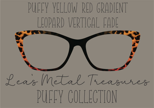 PUFFY YELLOW RED GRADIENT LEOPARD VERTICAL FADE Eyewear Frame Toppers COMES WITH MAGNETS