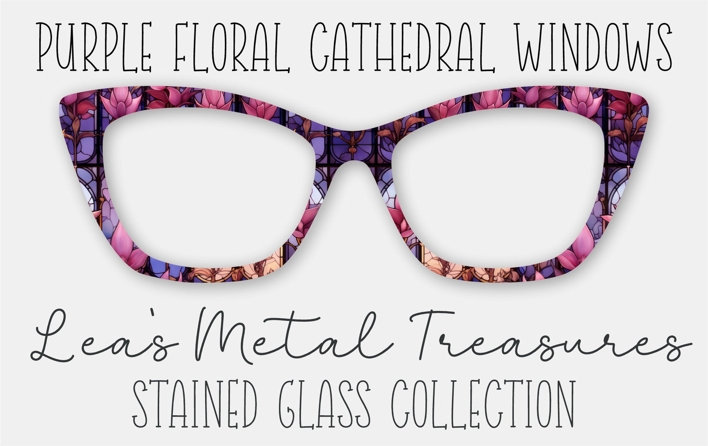 Purple Floral Cathedral Windows • Magnetic Eyeglasses Topper