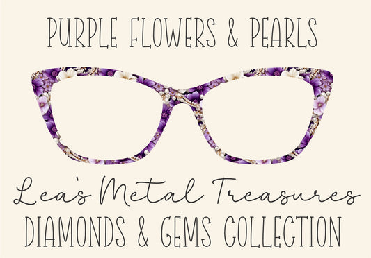 PURPLE FLOWERS AND PEARLS Eyewear Frame Toppers COMES WITH MAGNETS