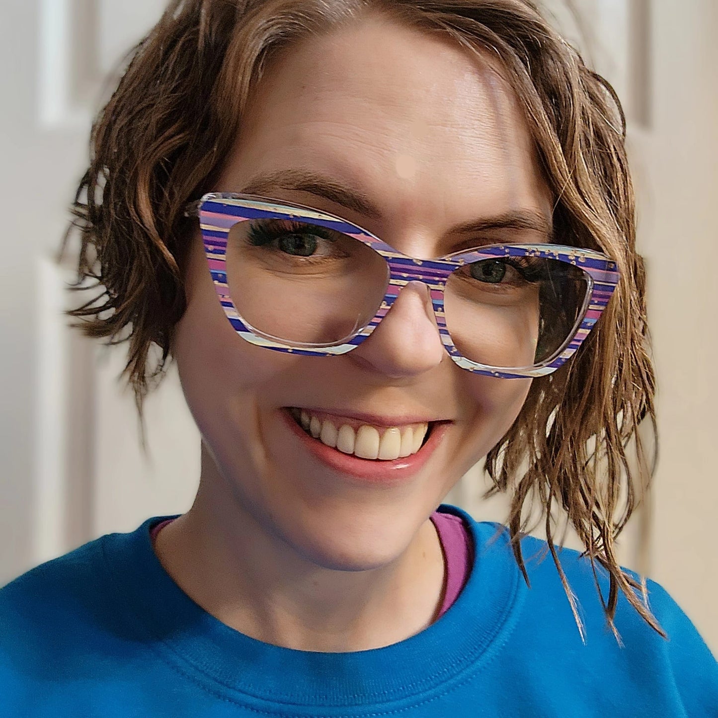 PURPLE STRIPES WITH GOLD DOTS Eyewear Frame Toppers COMES WITH MAGNETS