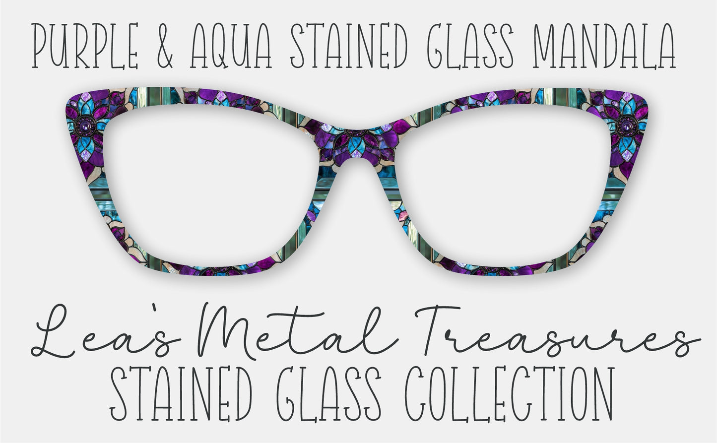 Purple and Aqua Stained Glass Mandala • Magnetic Eyeglasses Topper