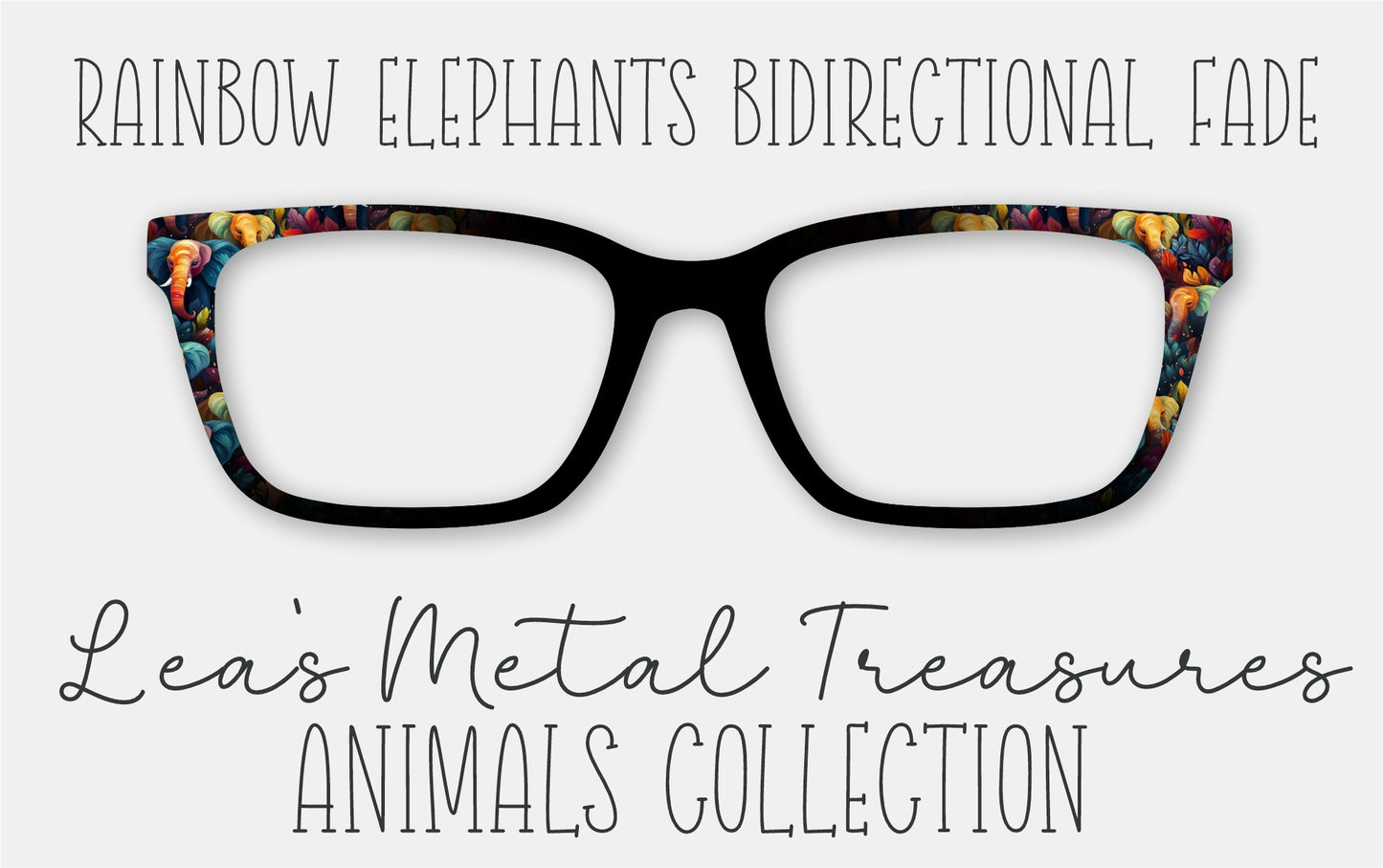 Rainbow Elephants BiDirectional Fade Eyewear Frame Toppers
