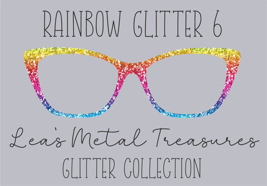 RAINBOW GLITTER 6 Eyewear Frame Toppers COMES WITH MAGNETS