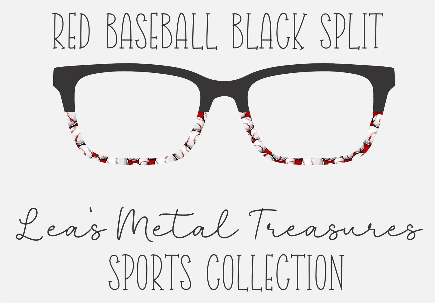 Red Baseball black split Eyewear Frame Toppers COMES WITH MAGNETS