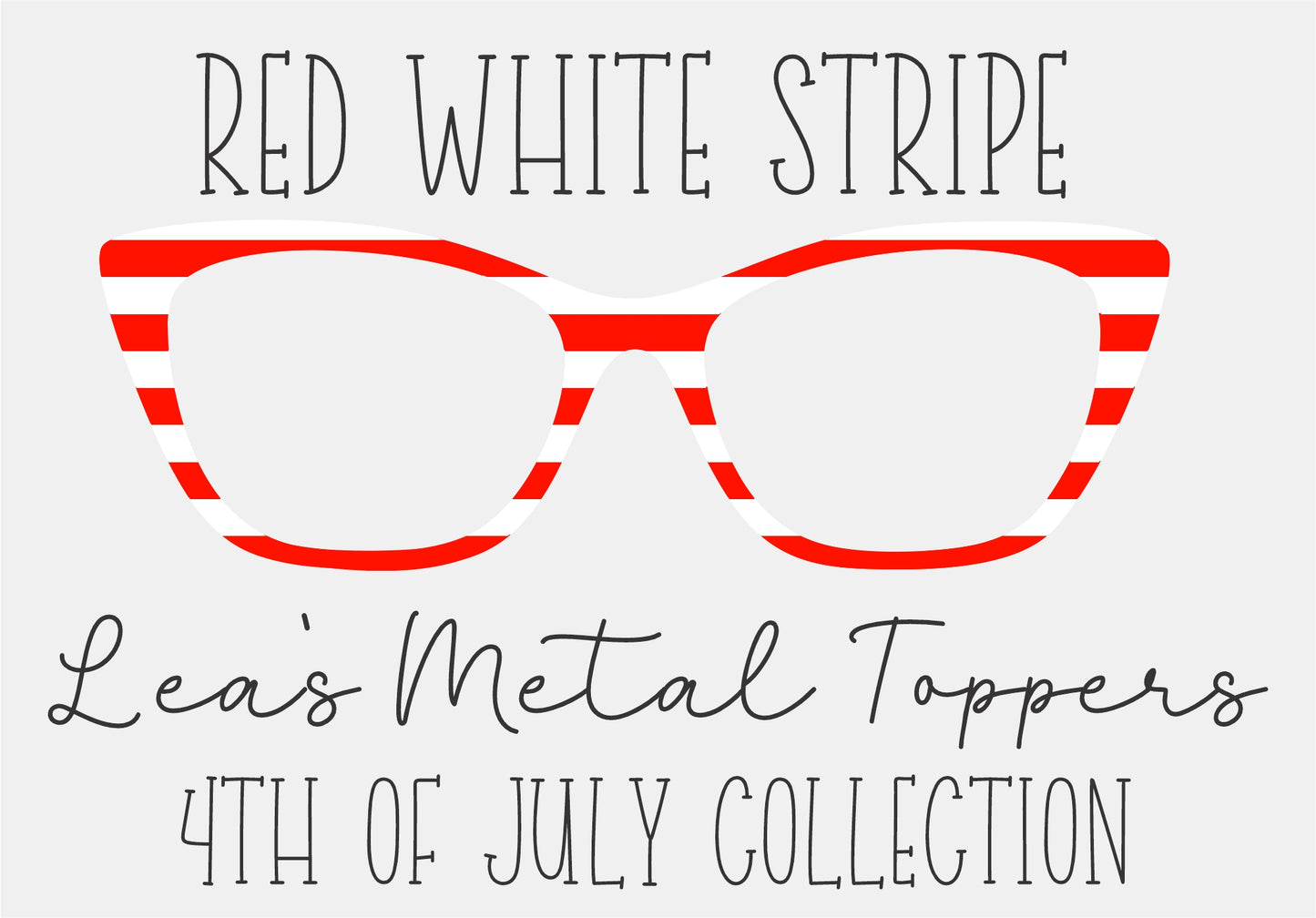 RED WHITE STRIPE Eyewear Frame Toppers COMES WITH MAGNETS