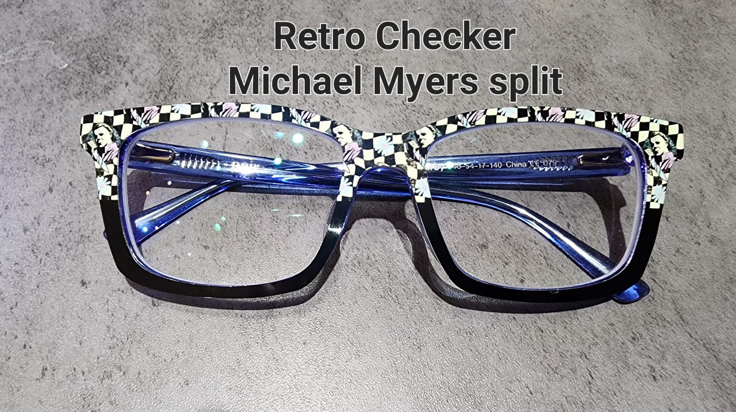 Retro Checker Michael Myers Split Eyewear Frame Toppers COMES WITH MAGNETS