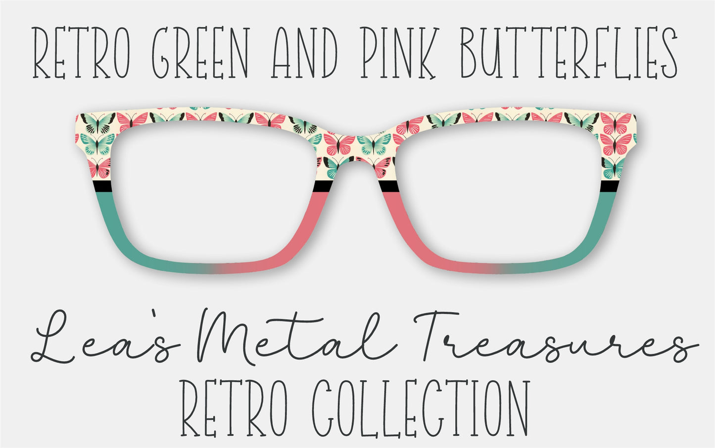 Retro Pink and Green Butterflies Eyewear Frame Toppers
