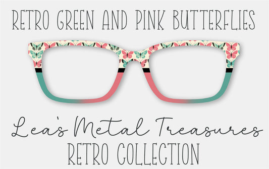 Retro Pink and Green Butterflies Eyewear Frame Toppers