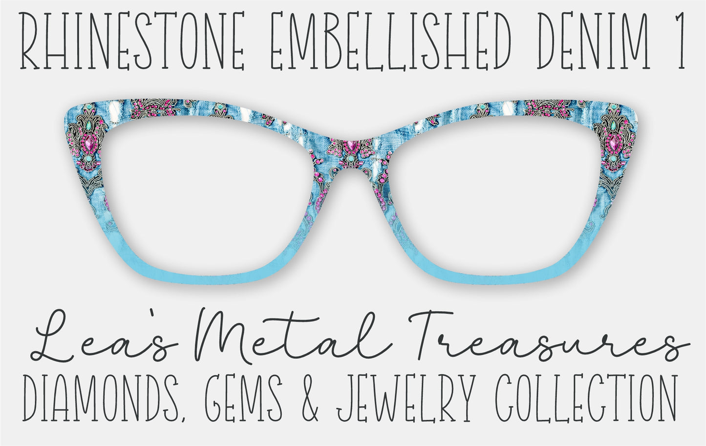 Rhinestone Embellished Denim 1 Eyewear Frame Toppers