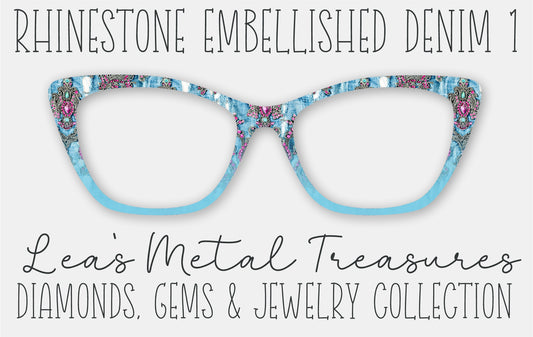 Rhinestone Embellished Denim 1 Eyewear Frame Toppers