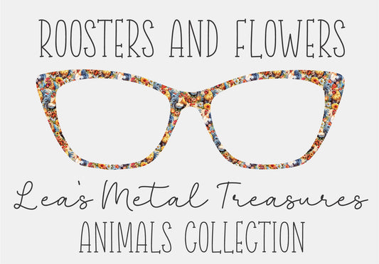 ROOSTERS AND FLOWERS Eyewear Frame Toppers COMES WITH MAGNETS