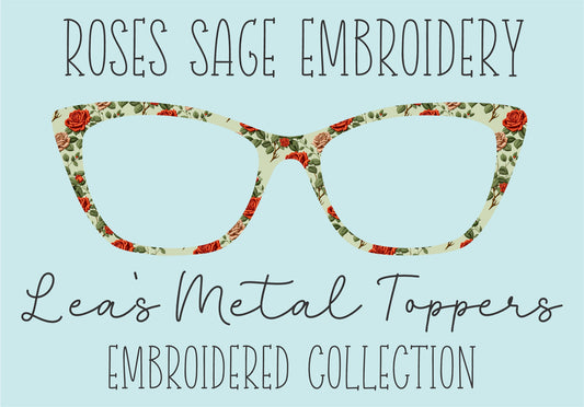 ROSES SAGE EMBROIDERY Eyewear Frame Toppers COMES WITH MAGNETS