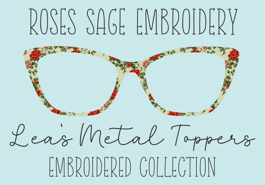 ROSES SAGE EMBROIDERY Eyewear Frame Toppers COMES WITH MAGNETS