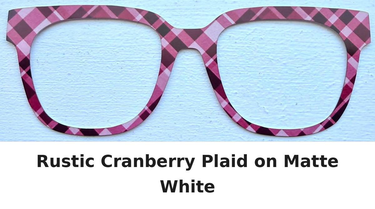 RUSTIC CRANBERRY PLAID Eyewear Frame Toppers SEPTEMBER 2026 TOPPER OF THE MONTH