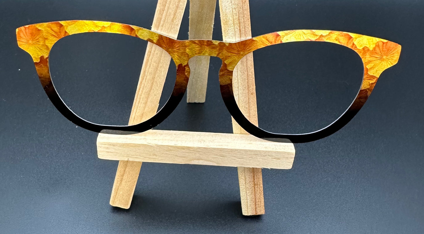 READY TO SHIP SAM GOLDEN LOTUS FADE TO BLACK ON SATIN CHAMPAGNE Eyewear Frame Topper