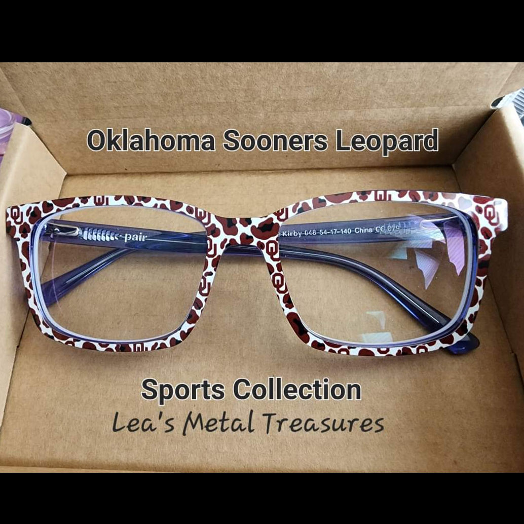 OKLAHOMA SOONERS LEOPARD Eyewear Frame Toppers COMES WITH MAGNETS