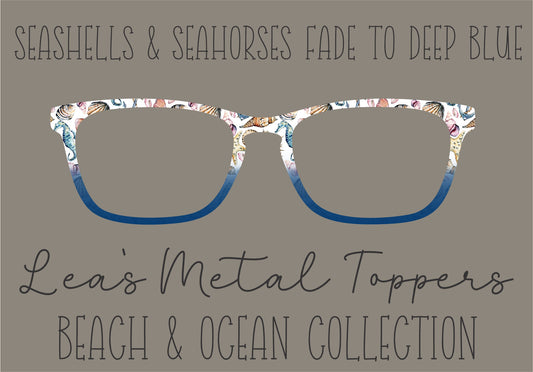 SEASHELLS AND SEAHORSES FADE TO DARK BLUE Eyewear Frame Toppers COMES WITH MAGNETS