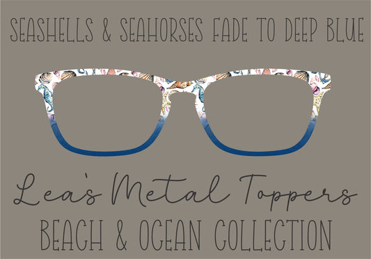 SEASHELLS AND SEAHORSES FADE TO DARK BLUE Eyewear Frame Toppers